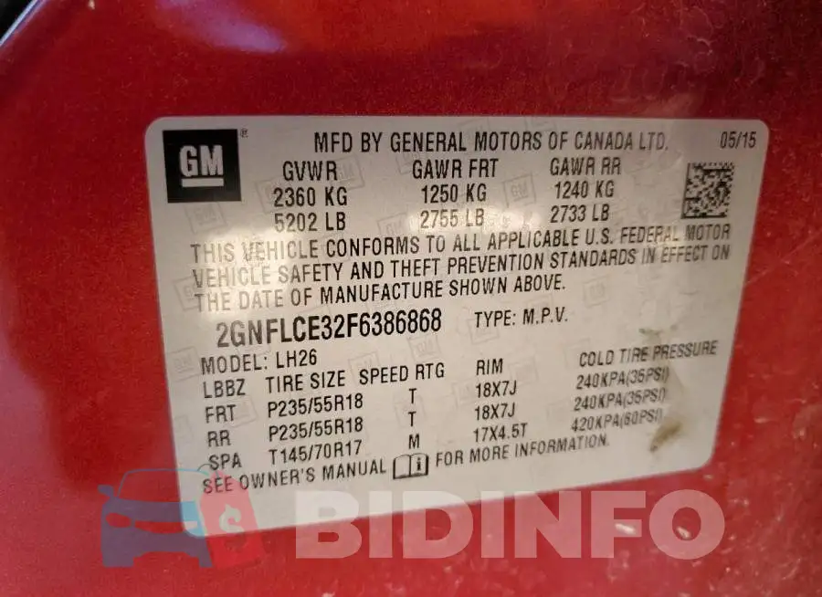 2GNFLCE32F6386868 Photo# 13