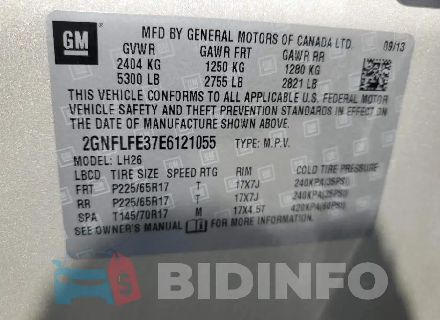 2GNFLFE37E6121055 Photo# 14