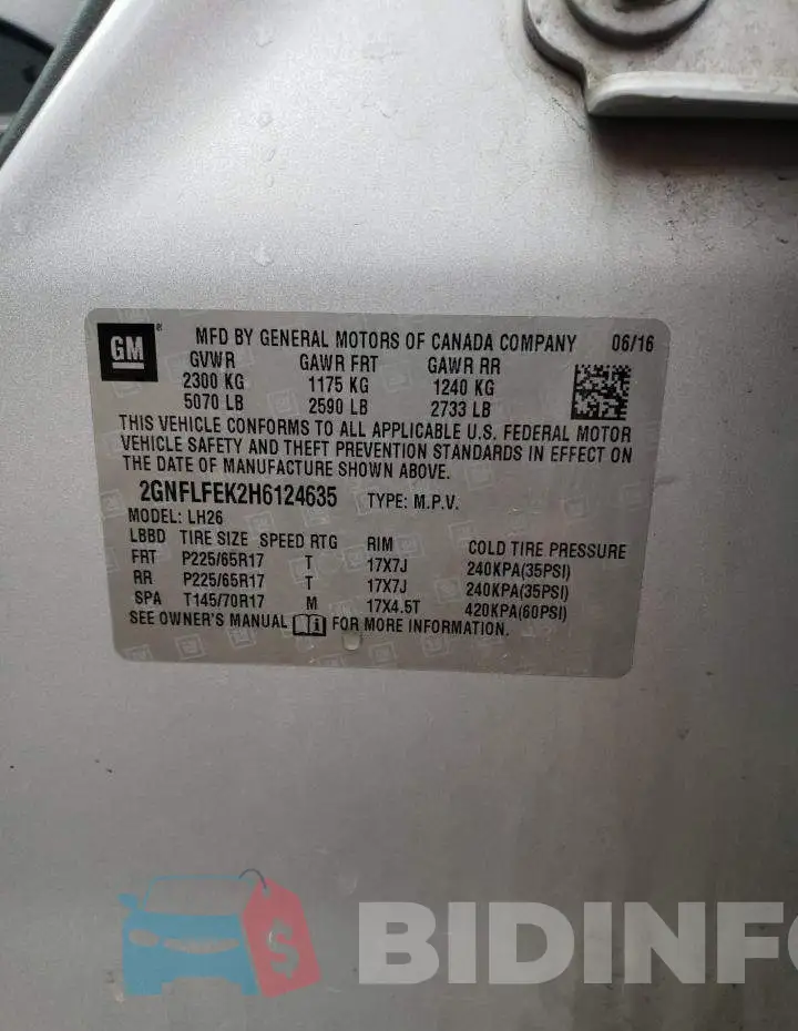 2GNFLFEK2H6124635 Photo# 12