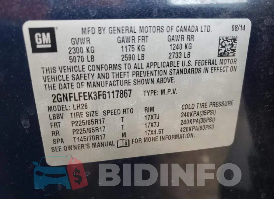 2GNFLFEK3F6117867 Photo# 12