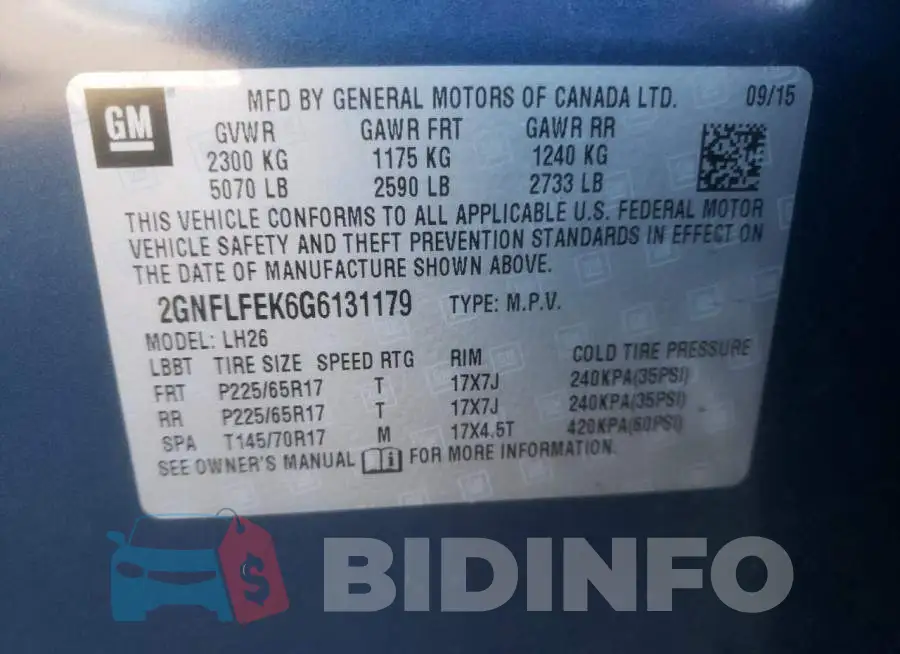 2GNFLFEK6G6131179 Photo# 14