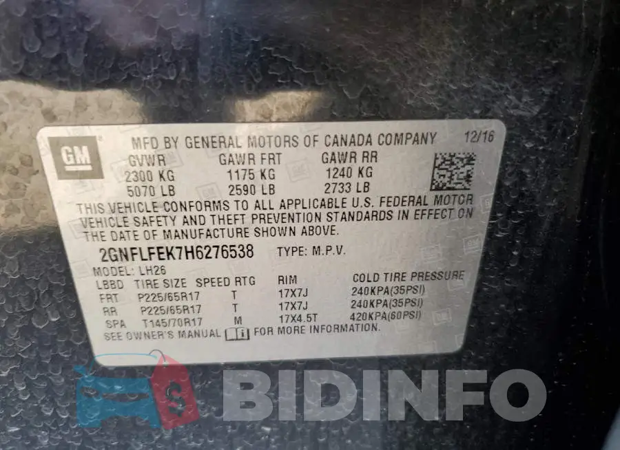 2GNFLFEK7H6276538 Photo# 13