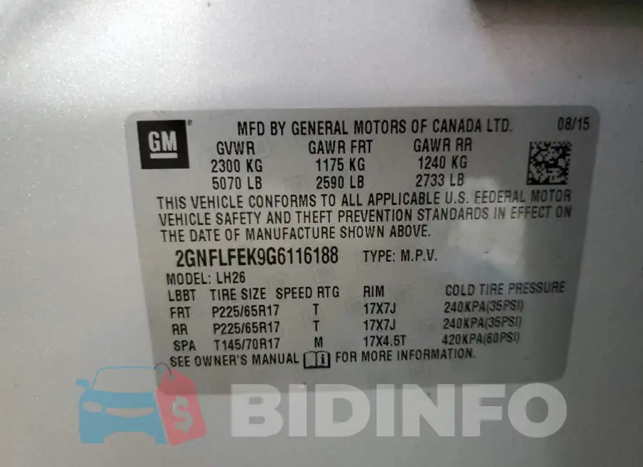 2GNFLFEK9G6116188 Photo# 14