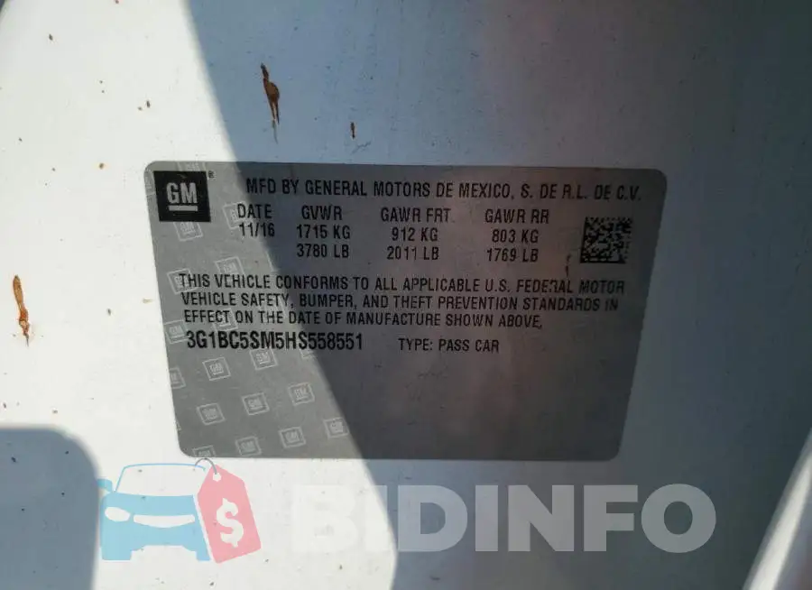 3G1BC5SM5HS558551 Photo# 12