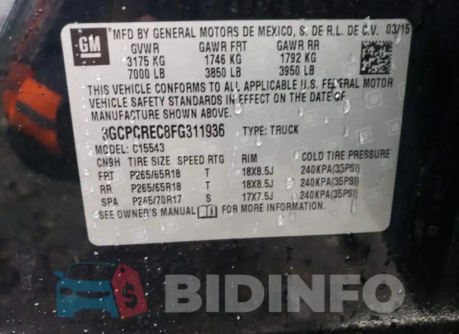 3GCPCREC8FG311936 Photo# 12