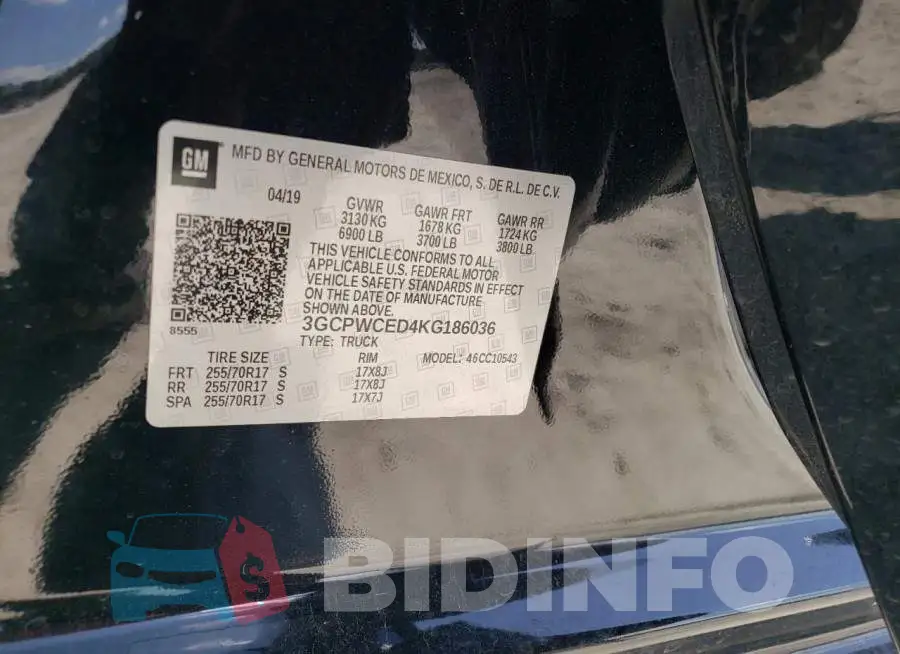 3GCPWCED4KG186036 Photo# 12