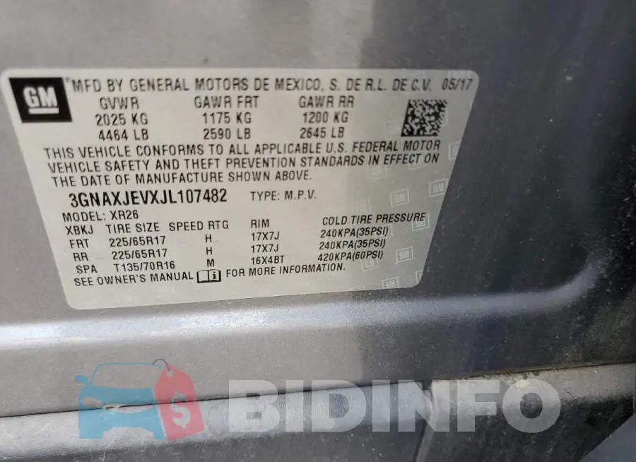 3GNAXJEVXJL107482 Photo# 13