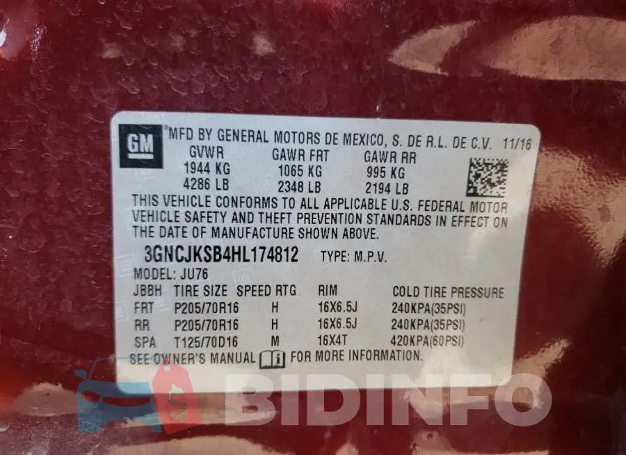 3GNCJKSB4HL174812 Photo# 13