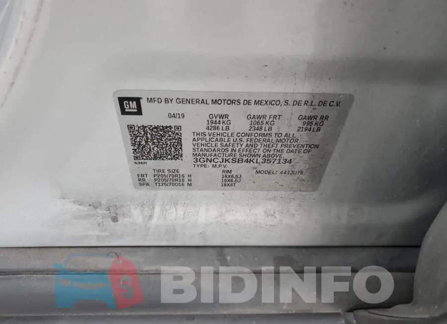 3GNCJKSB4KL357134 Photo# 13