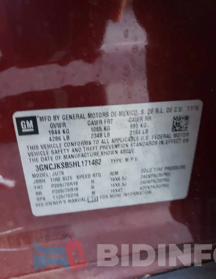 3GNCJKSB5HL171482 Photo# 12