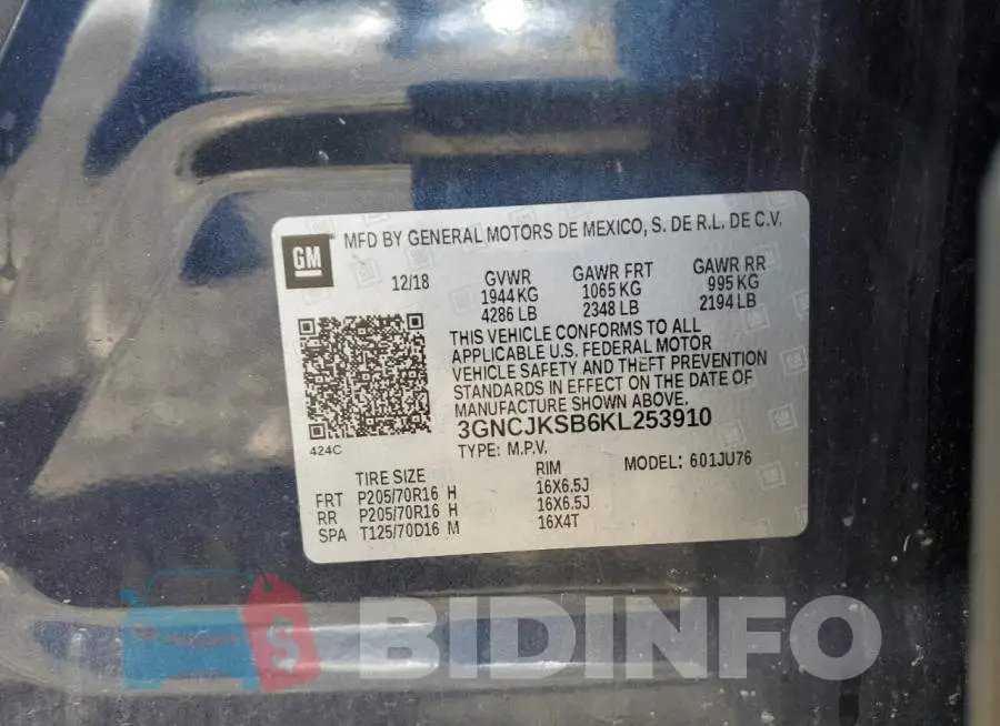 3GNCJKSB6KL253910 Photo# 12