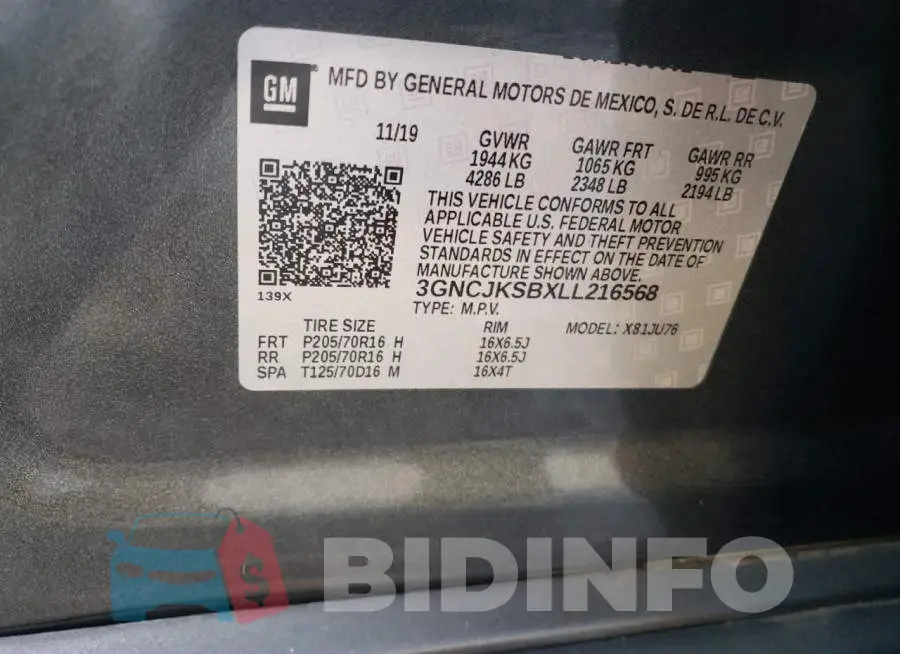 3GNCJKSBXLL216568 Photo# 13