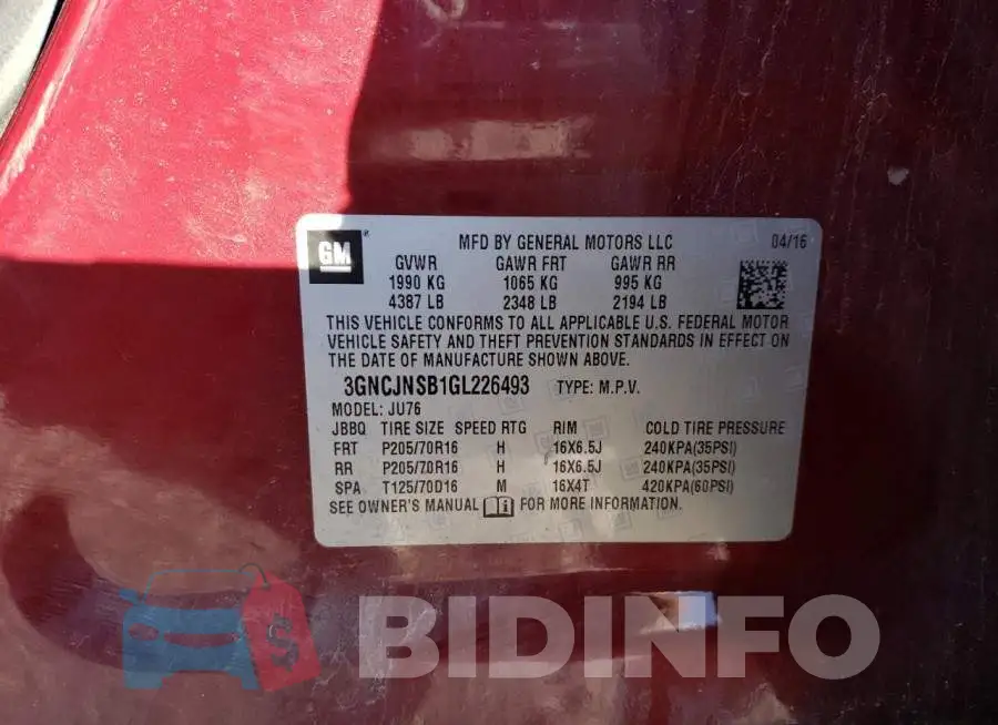 3GNCJNSB1GL226493 Photo# 13