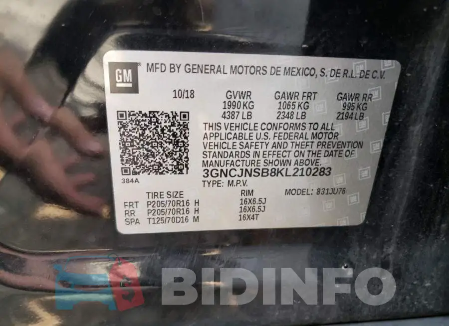 3GNCJNSB8KL210283 Photo# 12