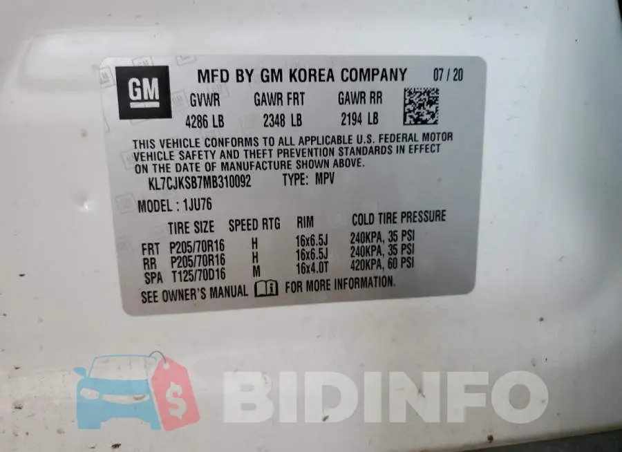 KL7CJKSB7MB310092 Photo# 12