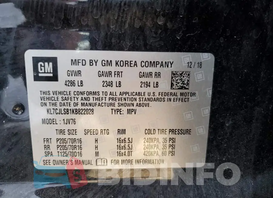KL7CJLSB1KB822028 Photo# 12