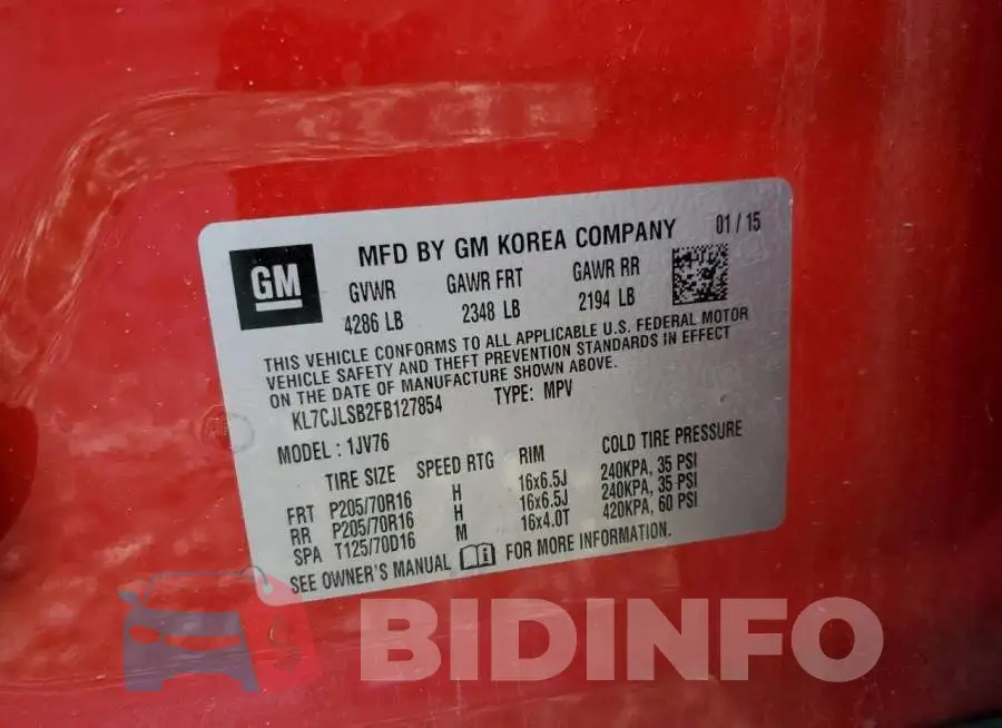 KL7CJLSB2FB127854 Photo# 12