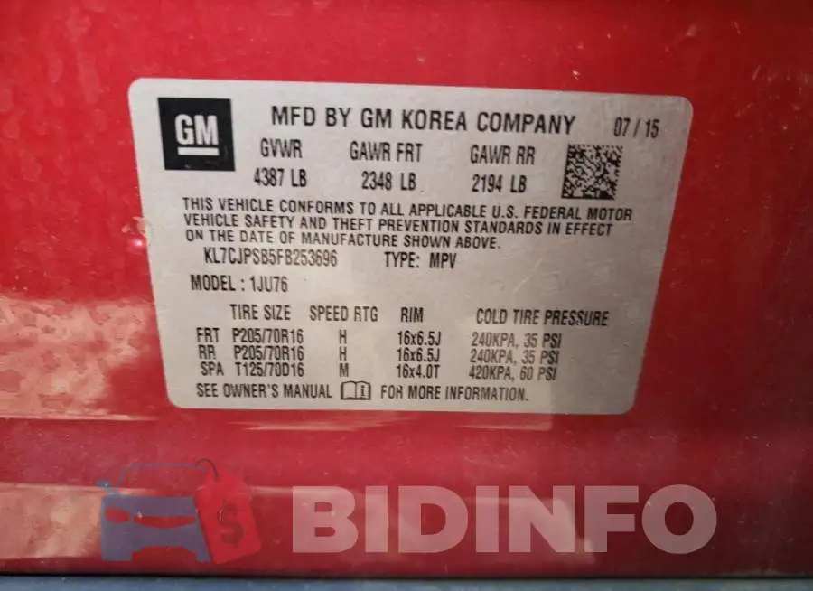 KL7CJPSB5FB253696 Photo# 12