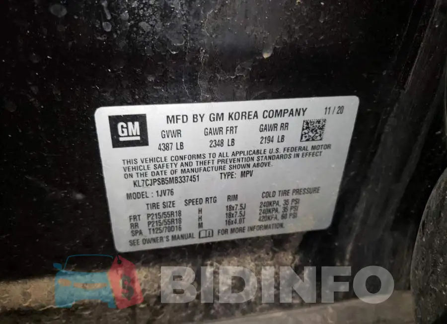 KL7CJPSB5MB337451 Photo# 13