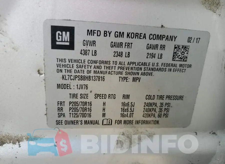 KL7CJPSB8HB137816 Photo# 12
