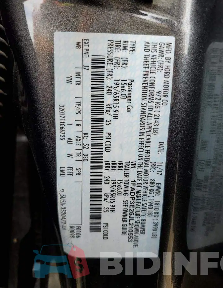 1FADP3E26JL210553 Photo# 13