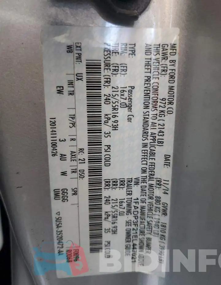 1FADP3F21EL447021 Photo# 12