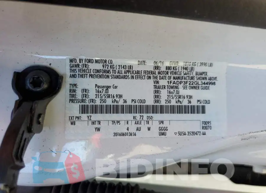 1FADP3F22GL344998 Photo# 12