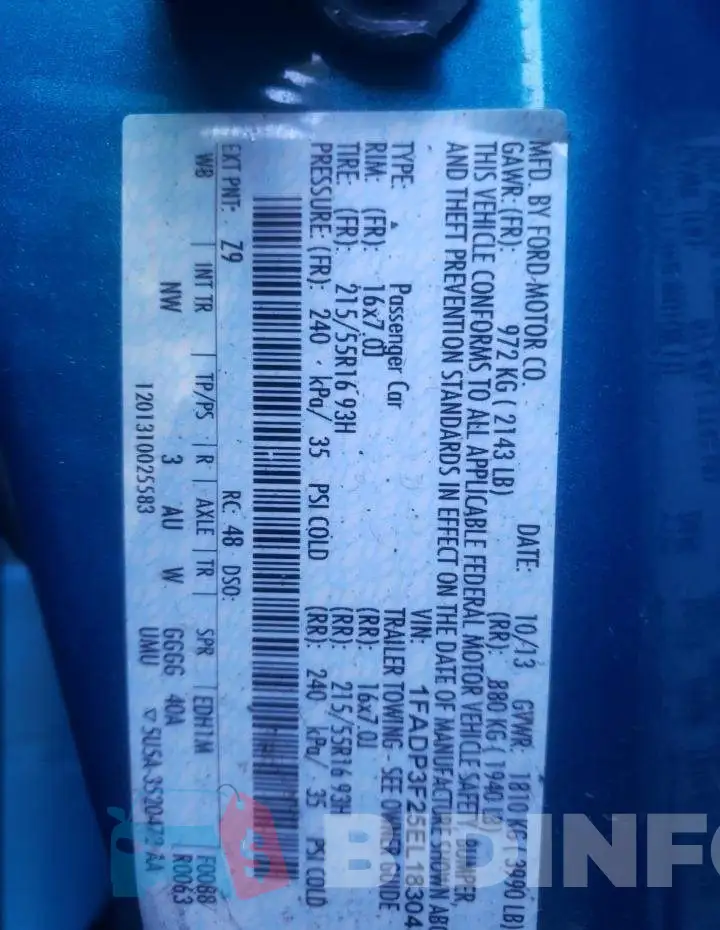 1FADP3F25EL183043 Photo# 12