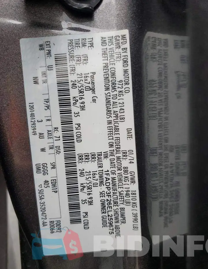 1FADP3F26EL259675 Photo# 13
