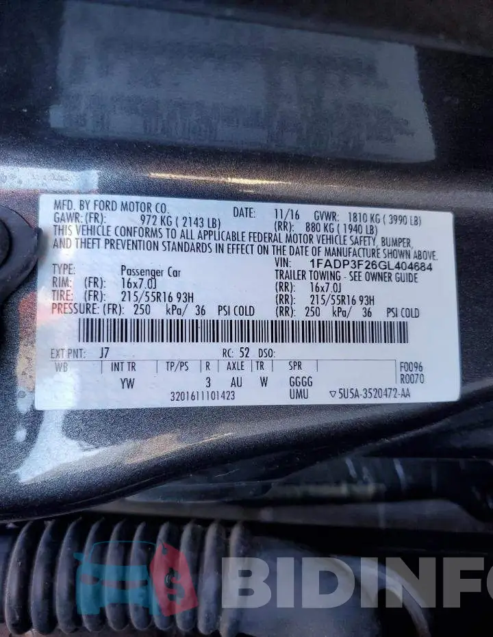 1FADP3F26GL404684 Photo# 13