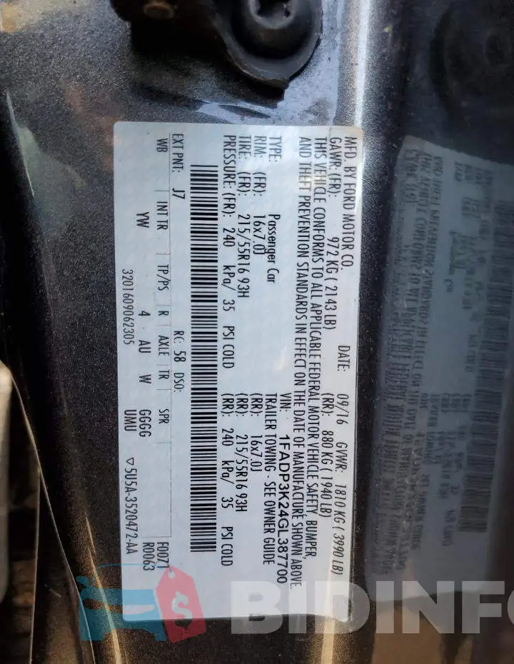 1FADP3K24GL387700 Photo# 12