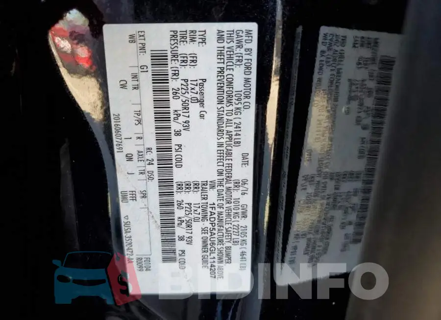 1FADP5AU6GL114207 Photo# 12