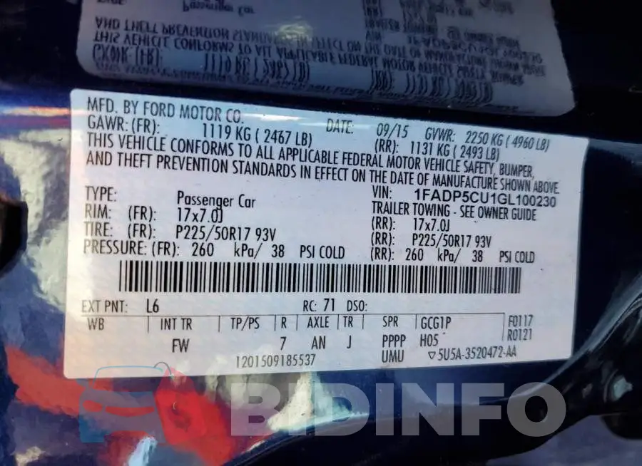1FADP5CU1GL100230 Photo# 12