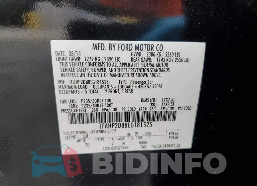 1FAHP2D88EG181525 Photo# 12