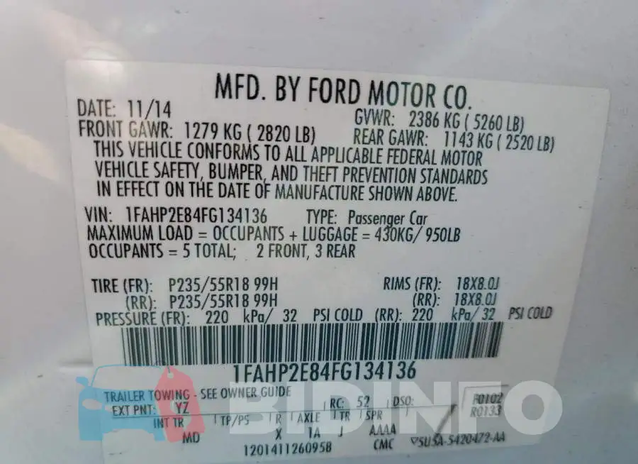 1FAHP2E84FG134136 Photo# 12