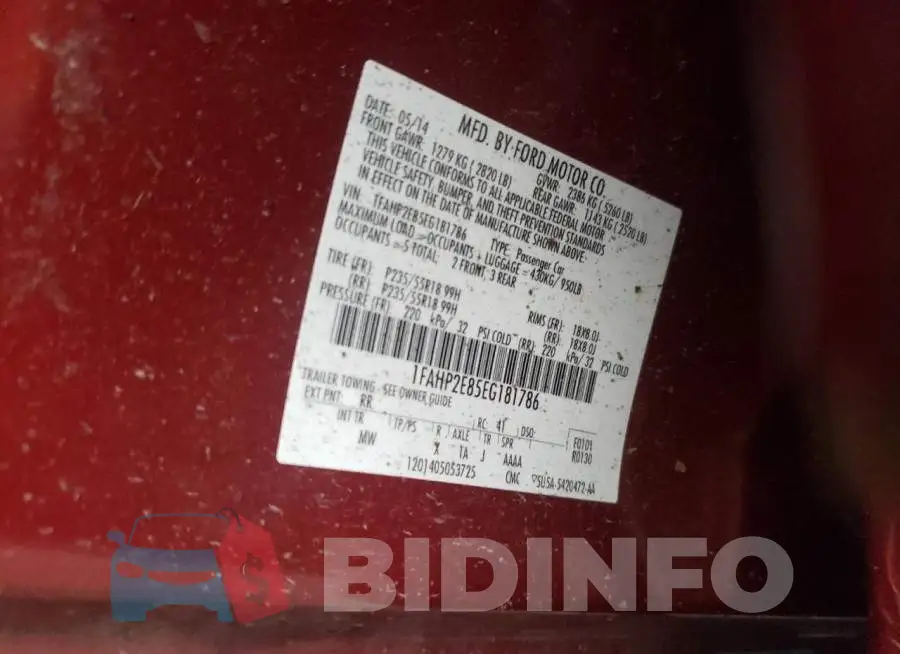 1FAHP2E85EG181786 Photo# 13