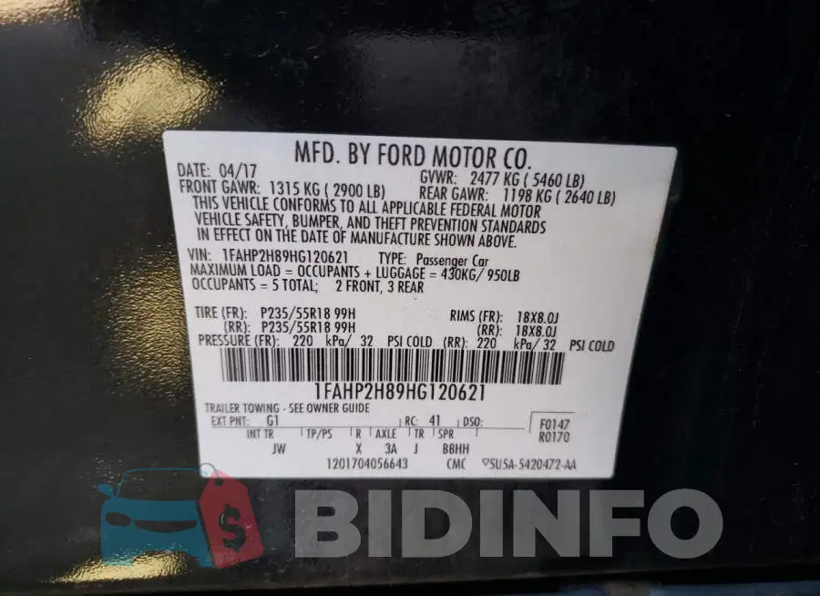 1FAHP2H89HG120621 Photo# 12