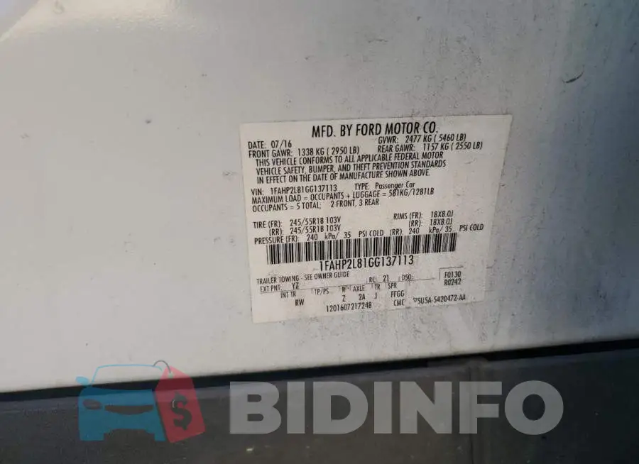 1FAHP2L81GG137113 Photo# 12