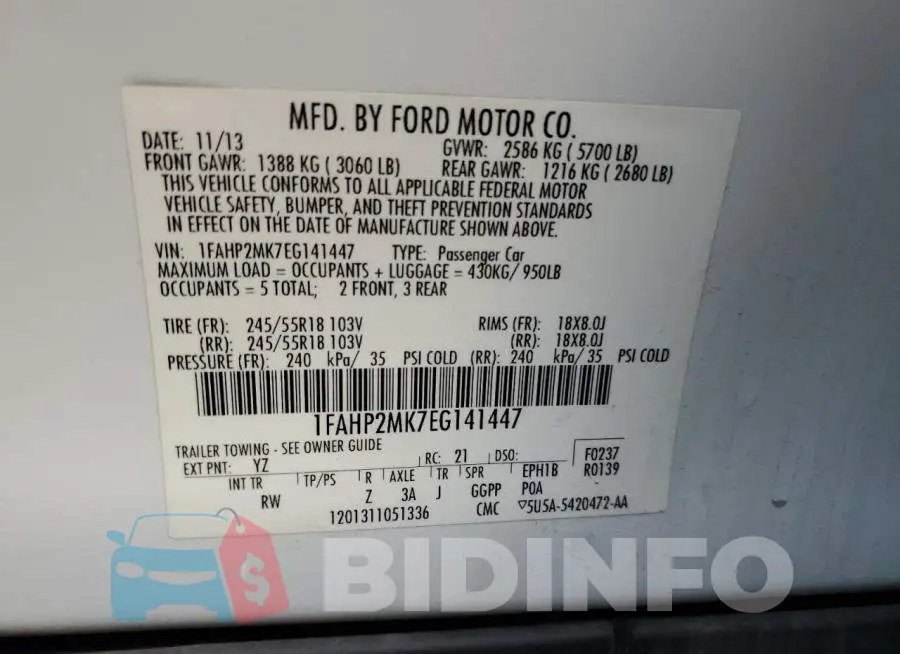 1FAHP2MK7EG141447 Photo# 12