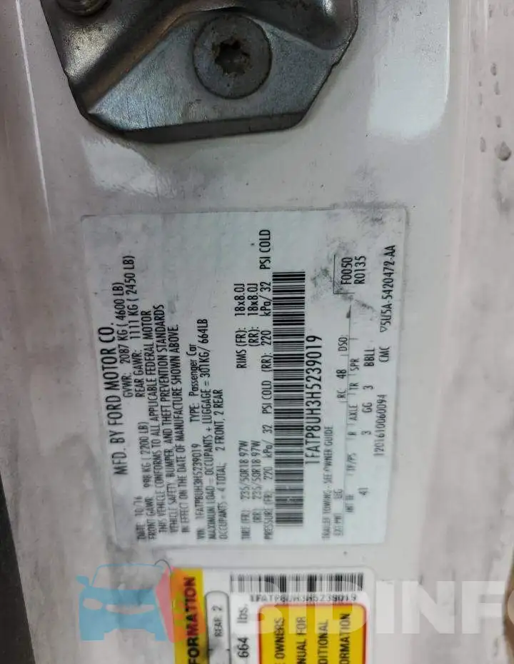 1FATP8UH3H5239019 Photo# 12
