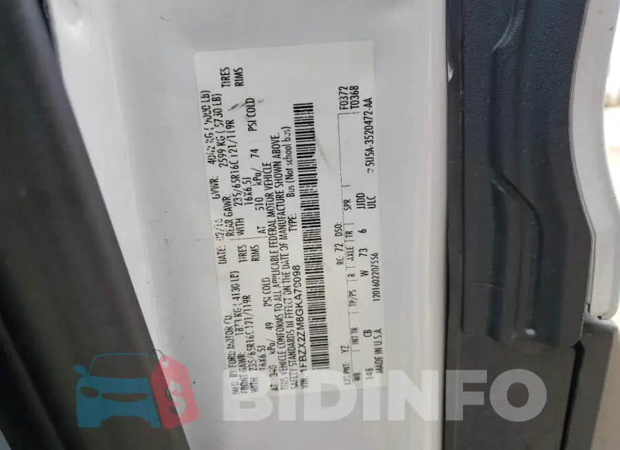 1FBZX2ZM8GKA79098 Photo# 13