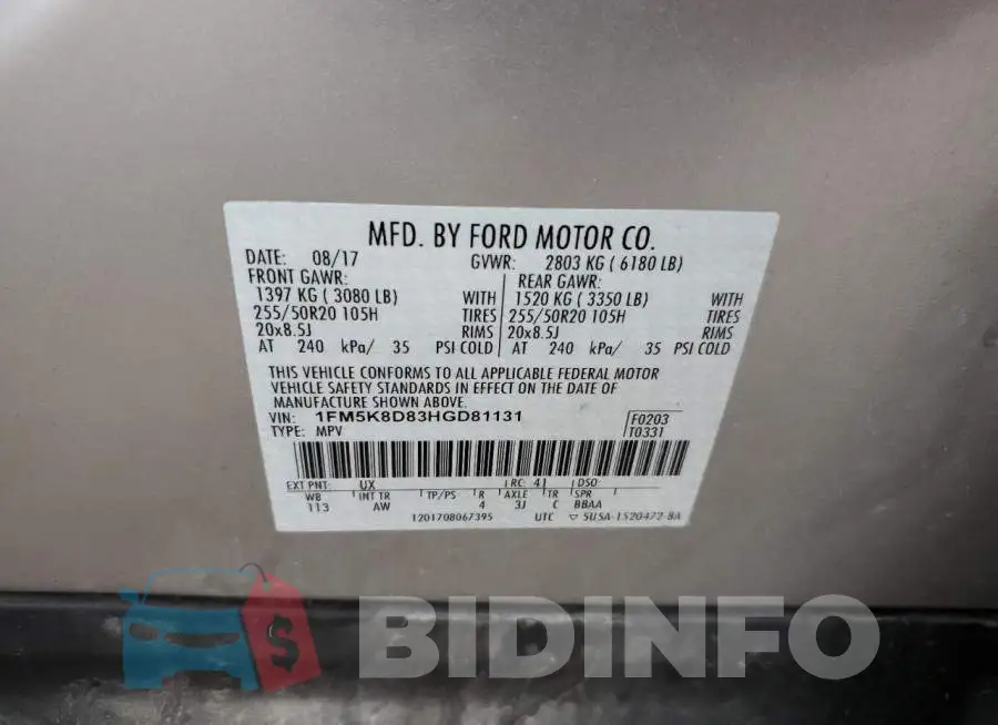 1FM5K8D83HGD81131 Photo# 14