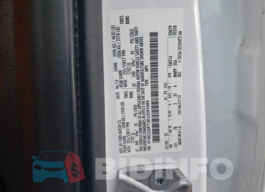 1FMCU0F73EUD91985 Photo# 12