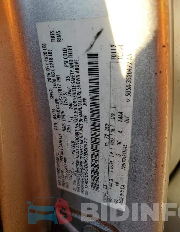 1FMCU0GD0KUB80971 Photo# 12