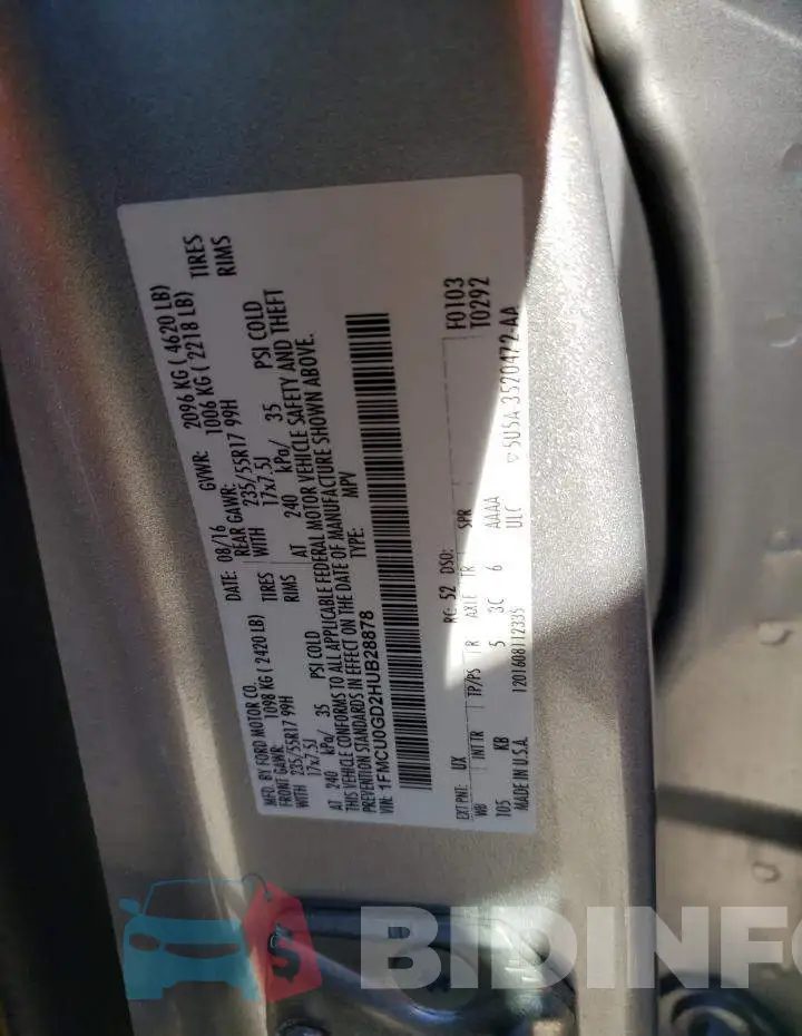 1FMCU0GD2HUB28878 Photo# 12