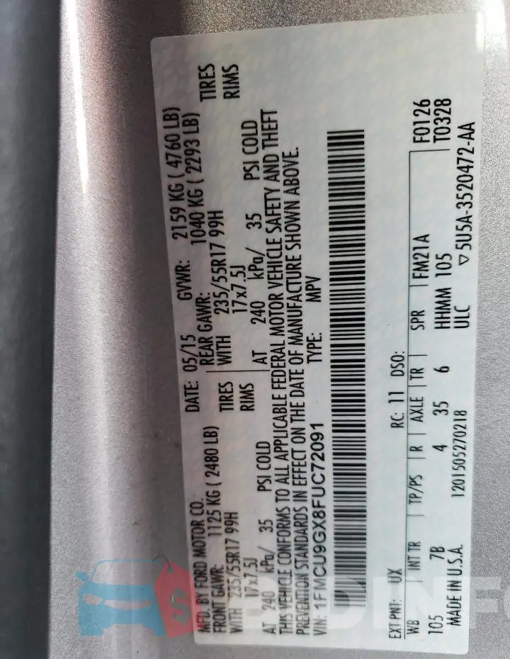 1FMCU9GX8FUC72091 Photo# 13