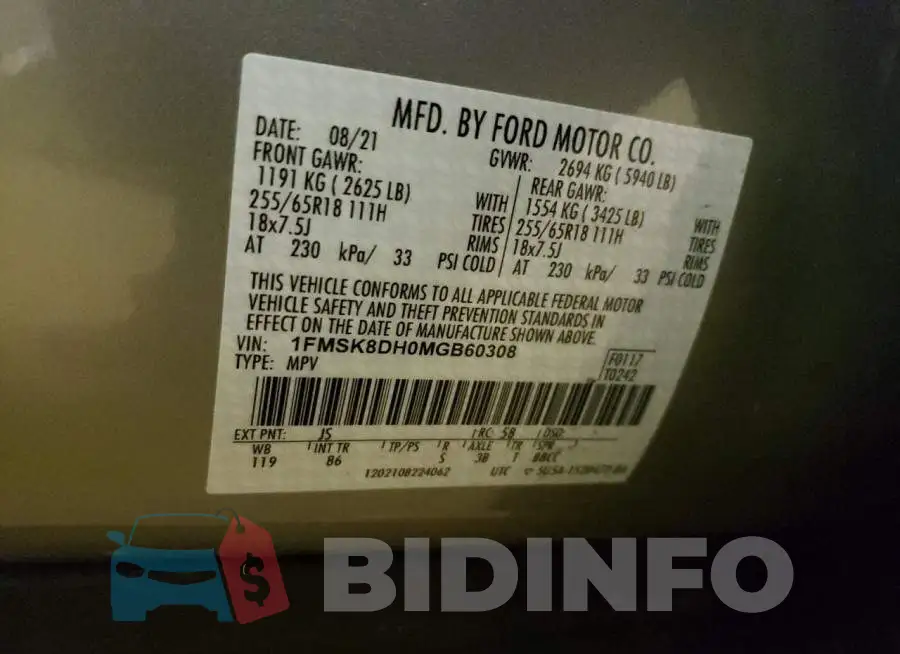1FMSK8DH0MGB60308 Photo# 12