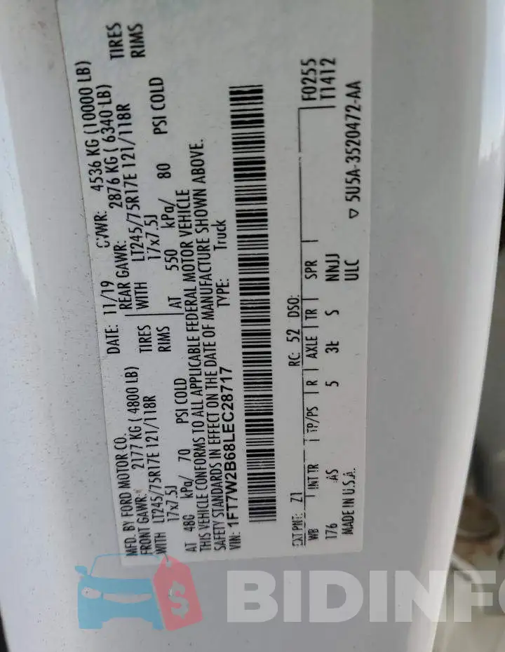 1FT7W2B68LEC28717 Photo# 12