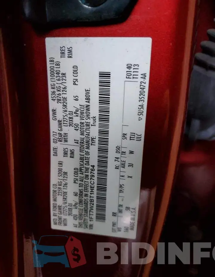1FT7W2BT1HEC79764 Photo# 12