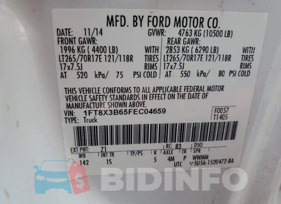 1FT8X3B65FEC04659 Photo# 12
